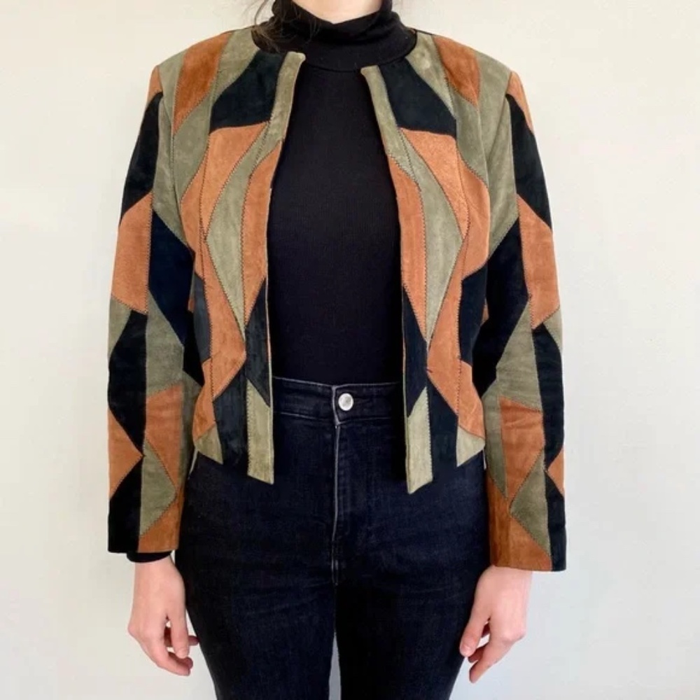 Vintage Nancy Bolen genuine suede patchwork jacket. 🤎